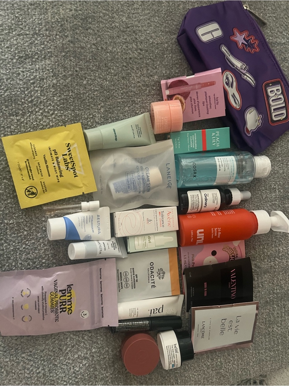 Pouch with Skincare & Beauty Products